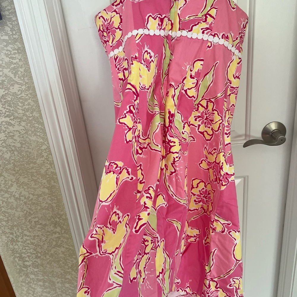 Lilly Pulitzer Isabel Hottie Pink Day Halter Floral Dress - Picture 3 of 8